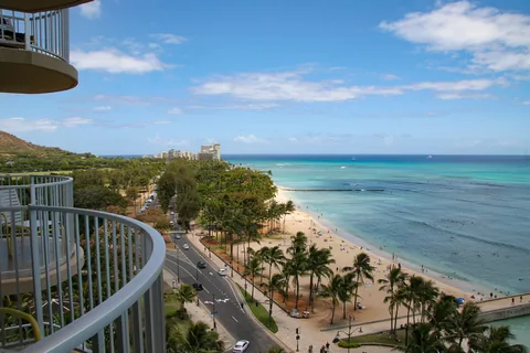 Ophold på Aston Waikiki Beach Hotel, Honolulu, O'ahu, Hawaii. Fantastisk udsigt over Waikiki Beach.