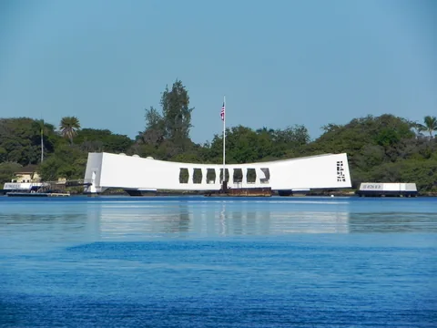 U.S.S. Arizona Historic Marker, Pearl Harbor, Honolulu, O'ahu, Hawaii