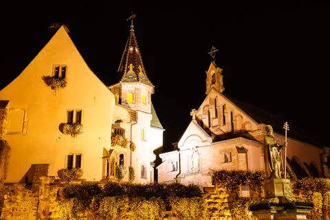 Eguisheim by night, Alsace, Frankrig