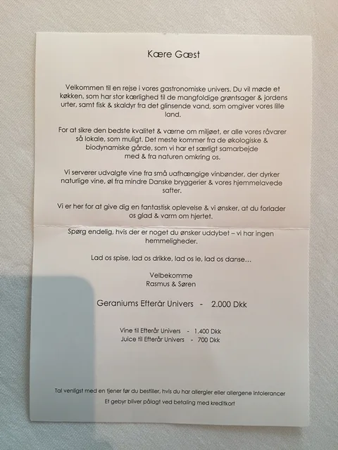 En aften på Restaurant Geranium, 3 stjernet luksusoplevelse i København.