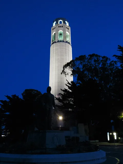 Coit Tower by night, San Francisco, USA