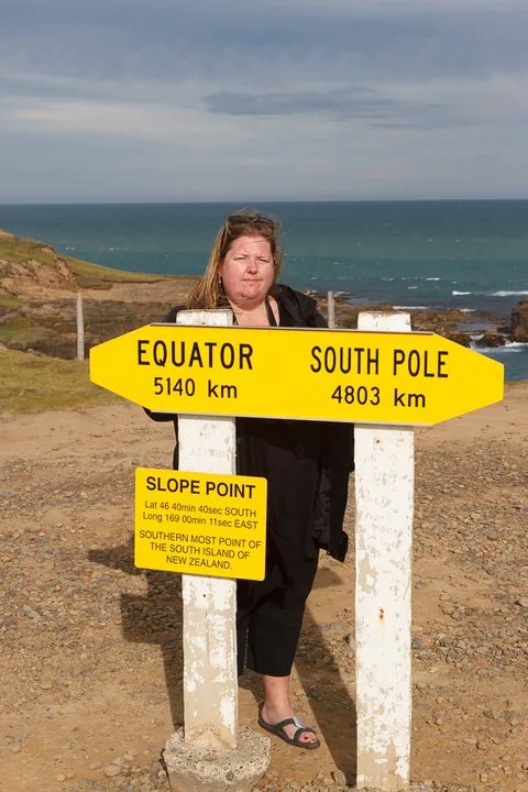 Det sydligste punkt på sydøen, Slope Point, South Island, New Zealand