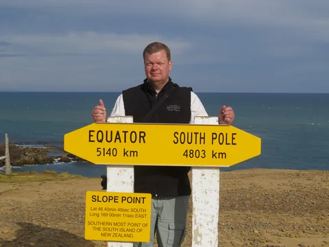 Det sydligste punkt på sydøen, Slope Point, South Island, New Zealand