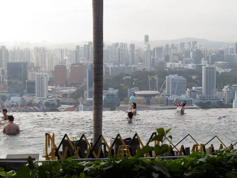 Udsigt fra toppen af Marina Bay Sands, Singapore