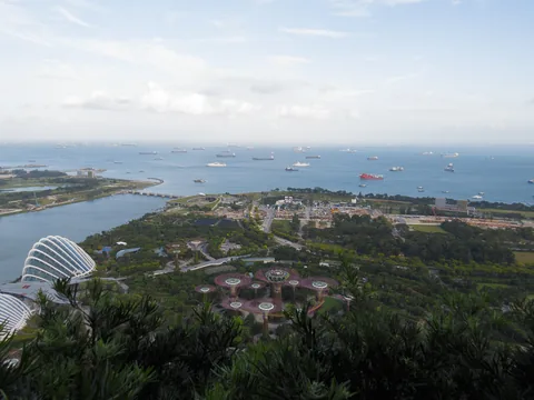 Udsigt fra toppen af Marina Bay Sands, Singapore