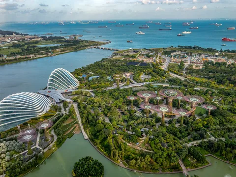 Udsigt fra toppen af Marina Bay Sands, Singapore