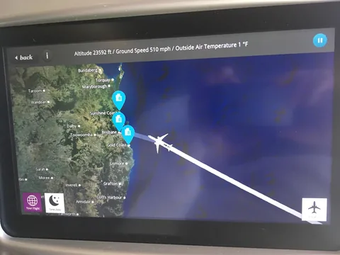 Næsten fremme i Brisbane, Australien