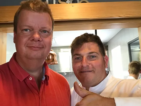 Frokost på L'Alchemille i Kaysersberg, Alsace. En fantastisk restaurantoplevelse. Og så lige en selfie med Jérôme Jaegle.