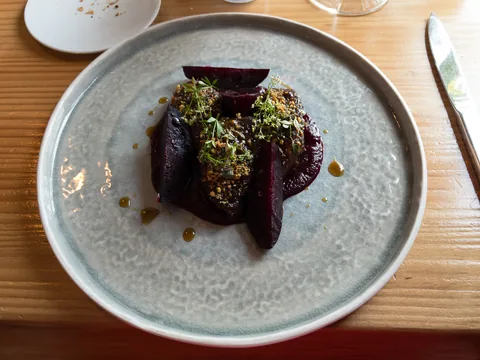 Frokost på L'Alchemille i Kaysersberg, Alsace. En fantastisk restaurantoplevelse.