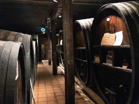 I kælderen hos Hugel i Riquewihr i Alsace