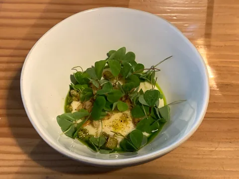 Middag på L'Alchemille i Kayserberg, Alsace, Frankrig.