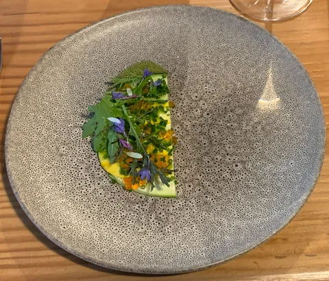 Middag på L'Alchemille i Kayserberg, Alsace, Frankrig.