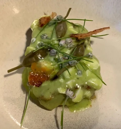 Middag på L'Alchemille i Kayserberg, Alsace, Frankrig.