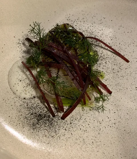 Middag på L'Alchemille i Kayserberg, Alsace, Frankrig.